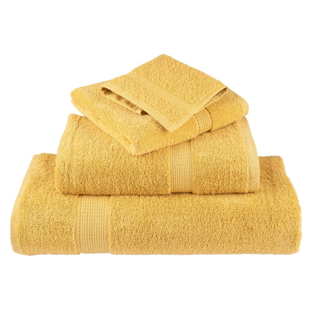 vidaXL Ręczniki premium, SOLUND, 2 szt., złote, 50x100 cm, 600 g/m²