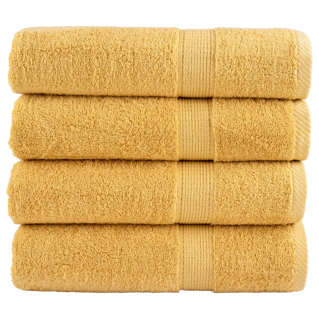 vidaXL Ręczniki premium, SOLUND, 4 szt., złote, 50x100 cm, 600 g/m²