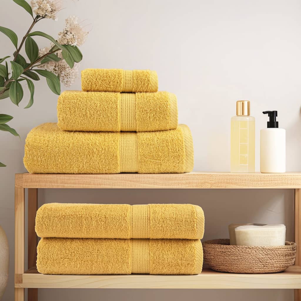 vidaXL Ręczniki premium, SOLUND, 4 szt., złote, 50x100 cm, 600 g/m²
