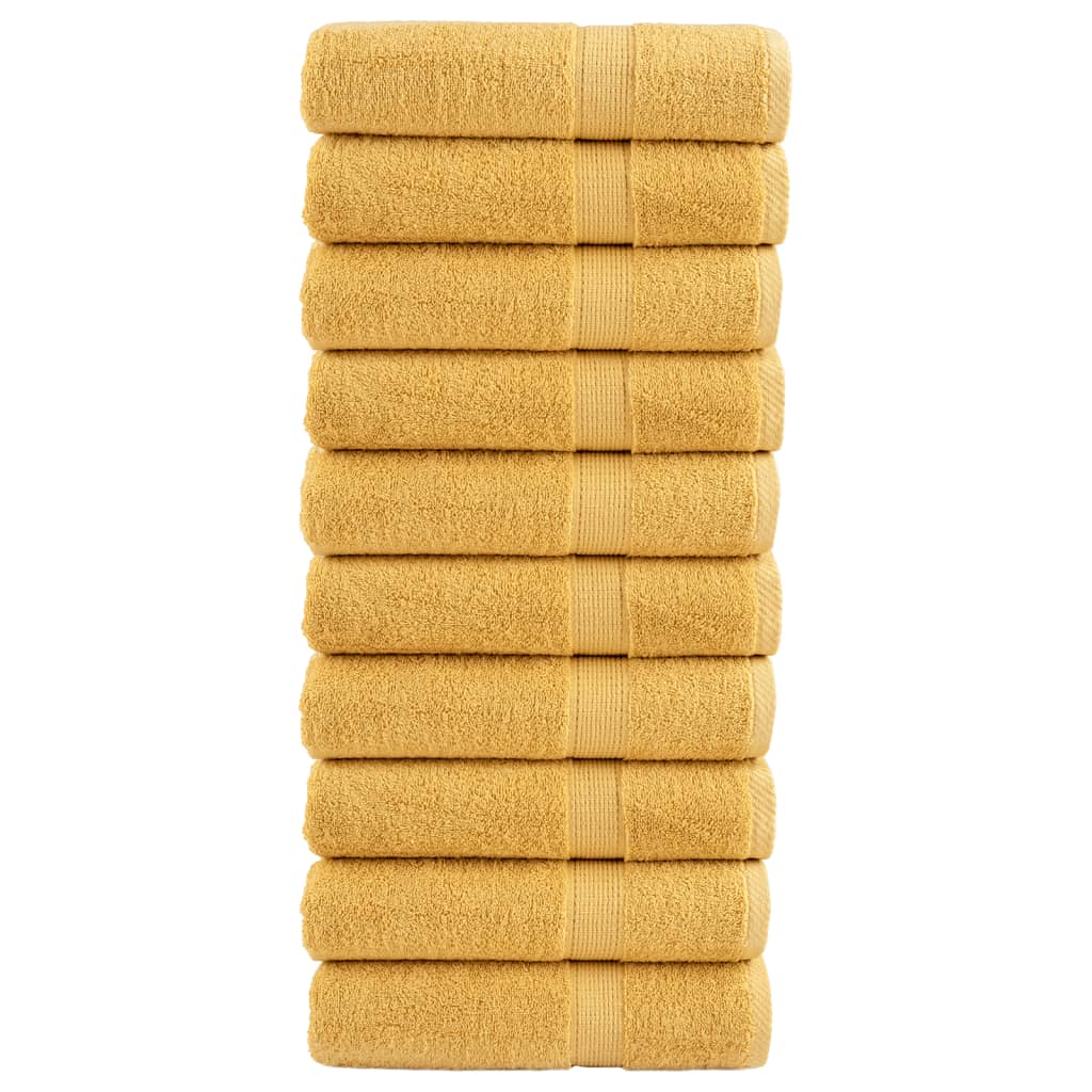 vidaXL Ręczniki premium, SOLUND, 10 szt., złote, 50x100 cm, 600 g/m²