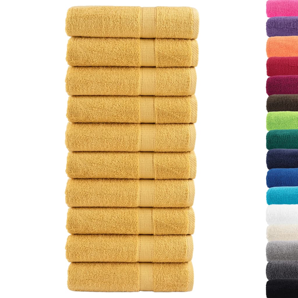 vidaXL Ręczniki premium, SOLUND, 10 szt., złote, 50x100 cm, 600 g/m²
