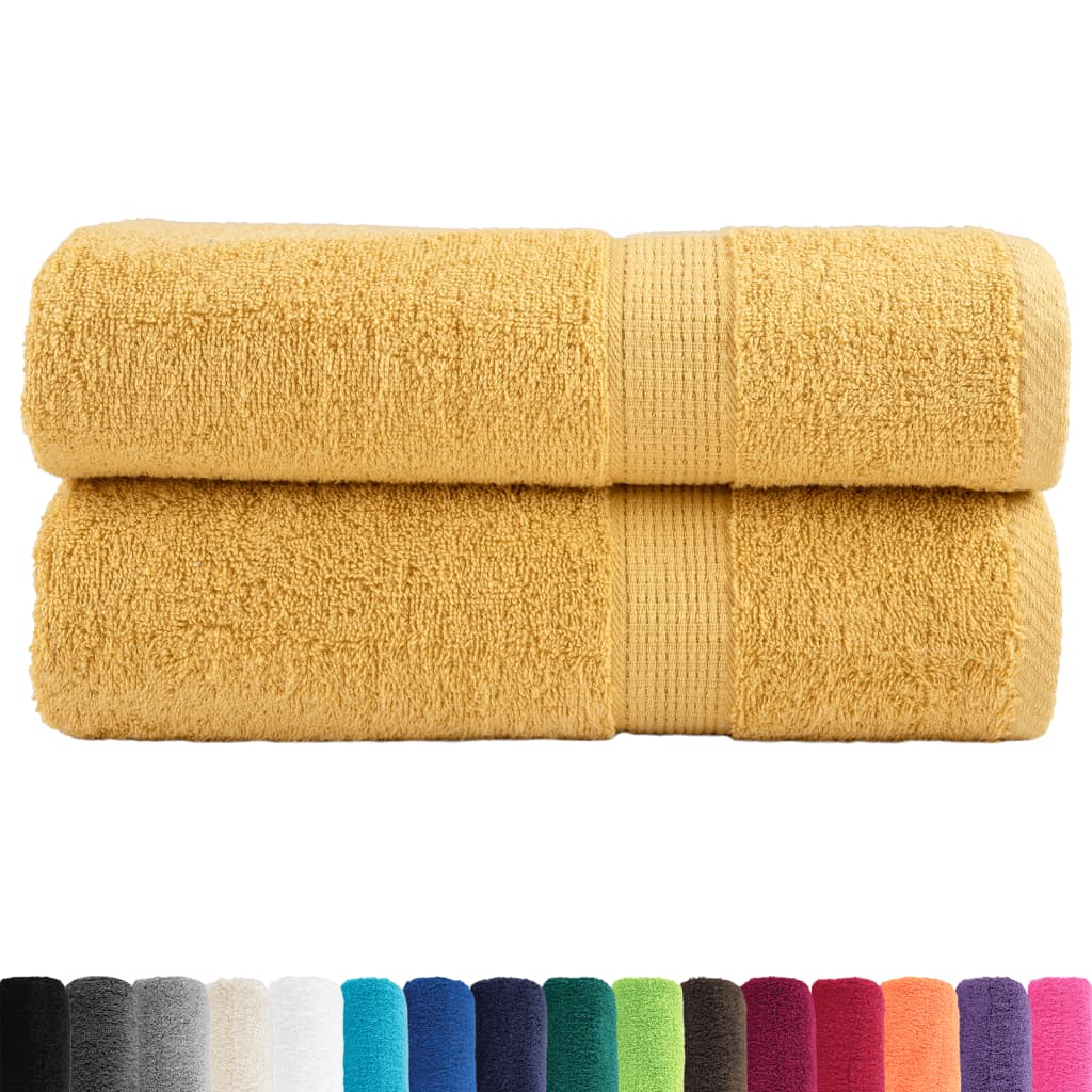 vidaXL Ręczniki premium, SOLUND, 2 szt., złote, 70x140 cm, 600 g/m²