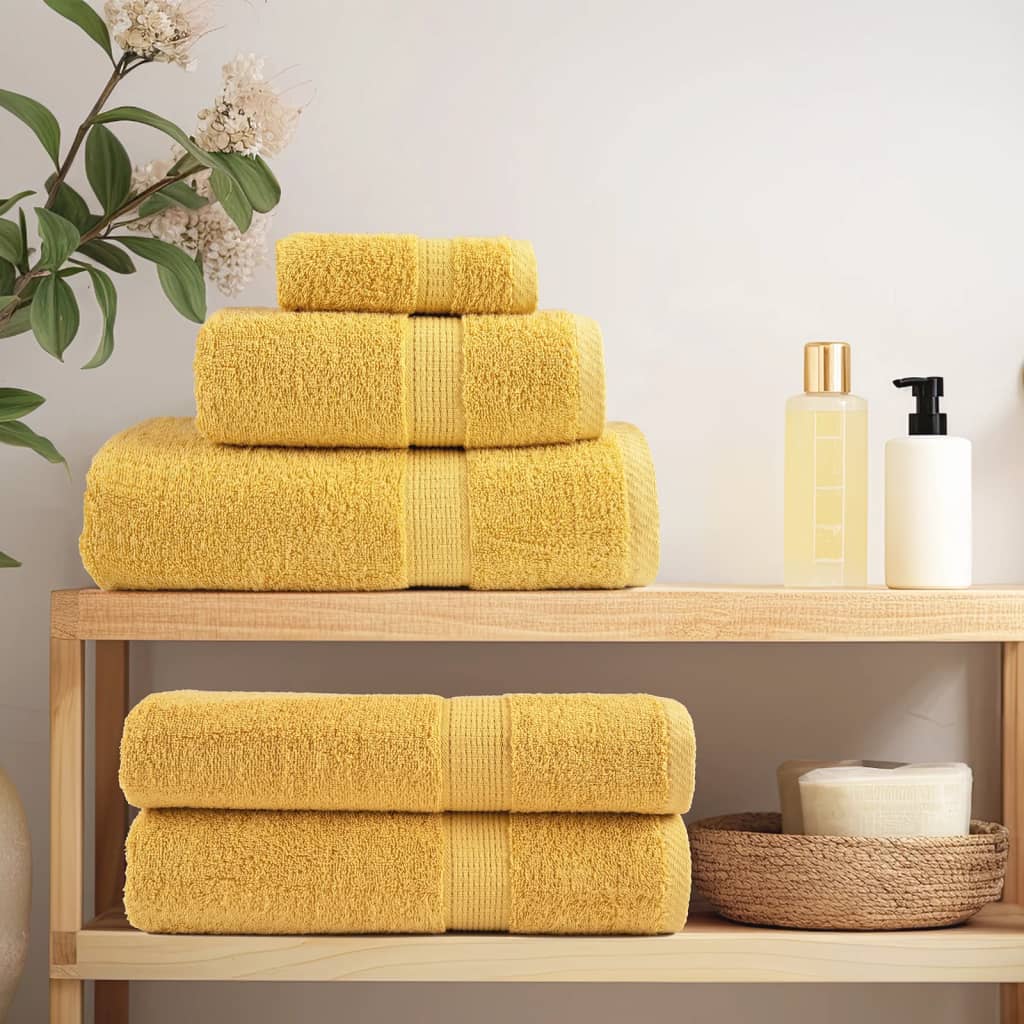 vidaXL Ręczniki premium, SOLUND, 2 szt., złote, 100x150 cm, 600 g/m²