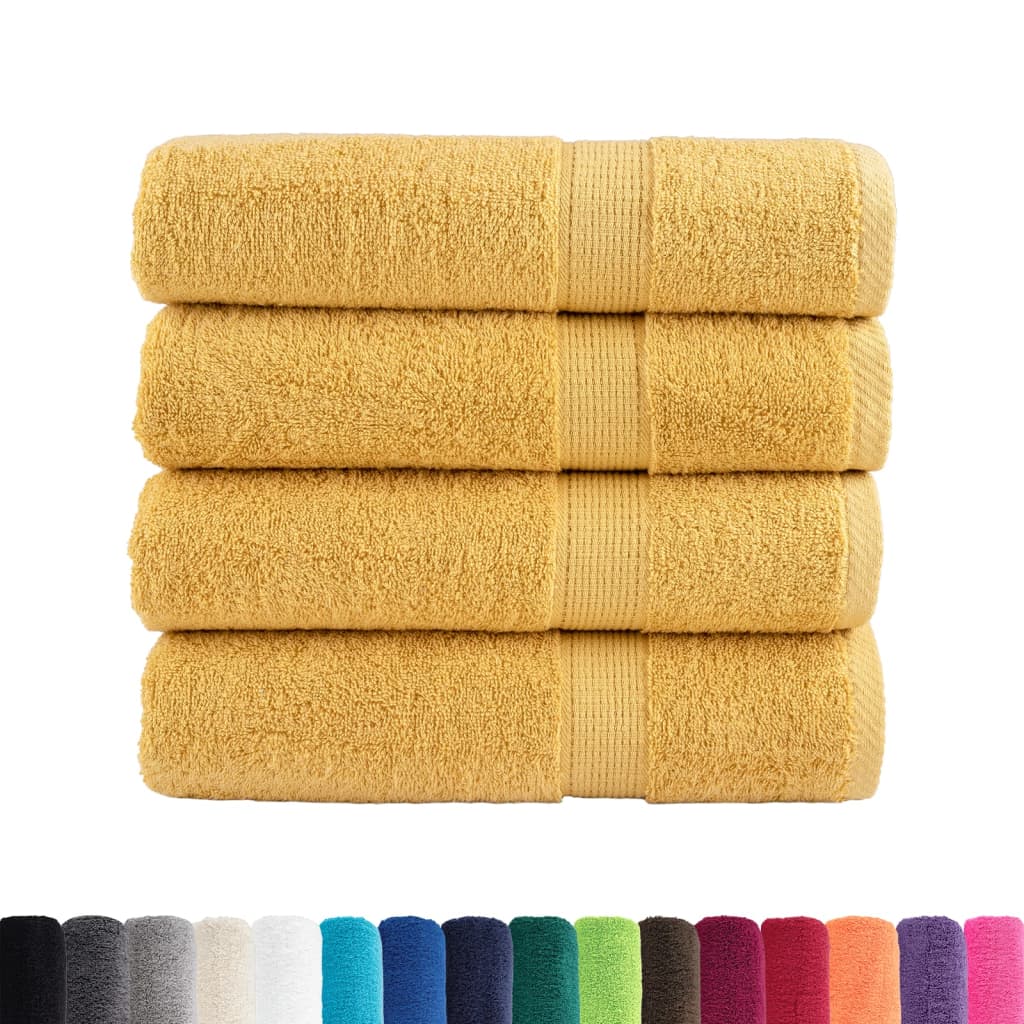 vidaXL Ręczniki premium, SOLUND, 4 szt., złote, 100x150 cm, 600 g/m²