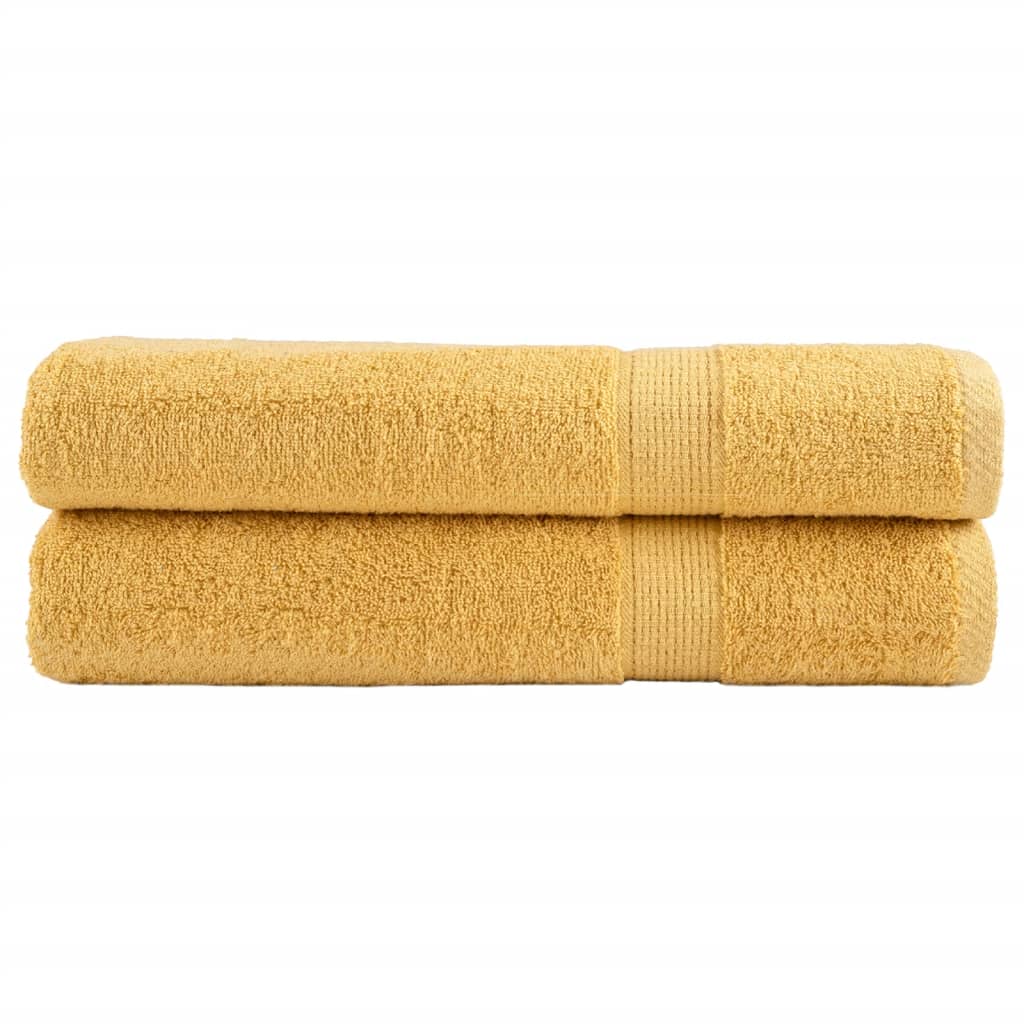 vidaXL Ręczniki premium, SOLUND, 2 szt., złote, 80x200 cm, 600 g/m²