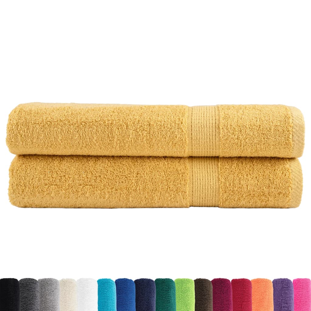 vidaXL Ręczniki premium, SOLUND, 2 szt., złote, 80x200 cm, 600 g/m²