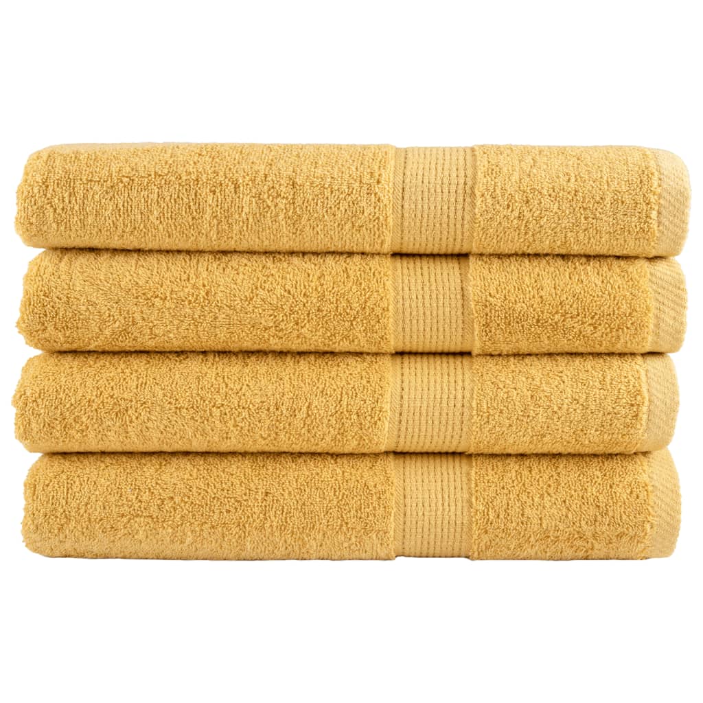 vidaXL Ręczniki premium, SOLUND, 4 szt., złote, 100x200 cm, 600 g/m²