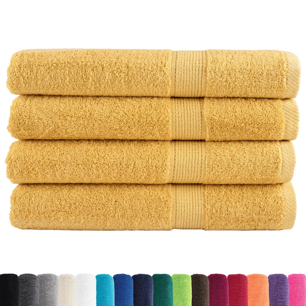 vidaXL Ręczniki premium, SOLUND, 4 szt., złote, 100x200 cm, 600 g/m²