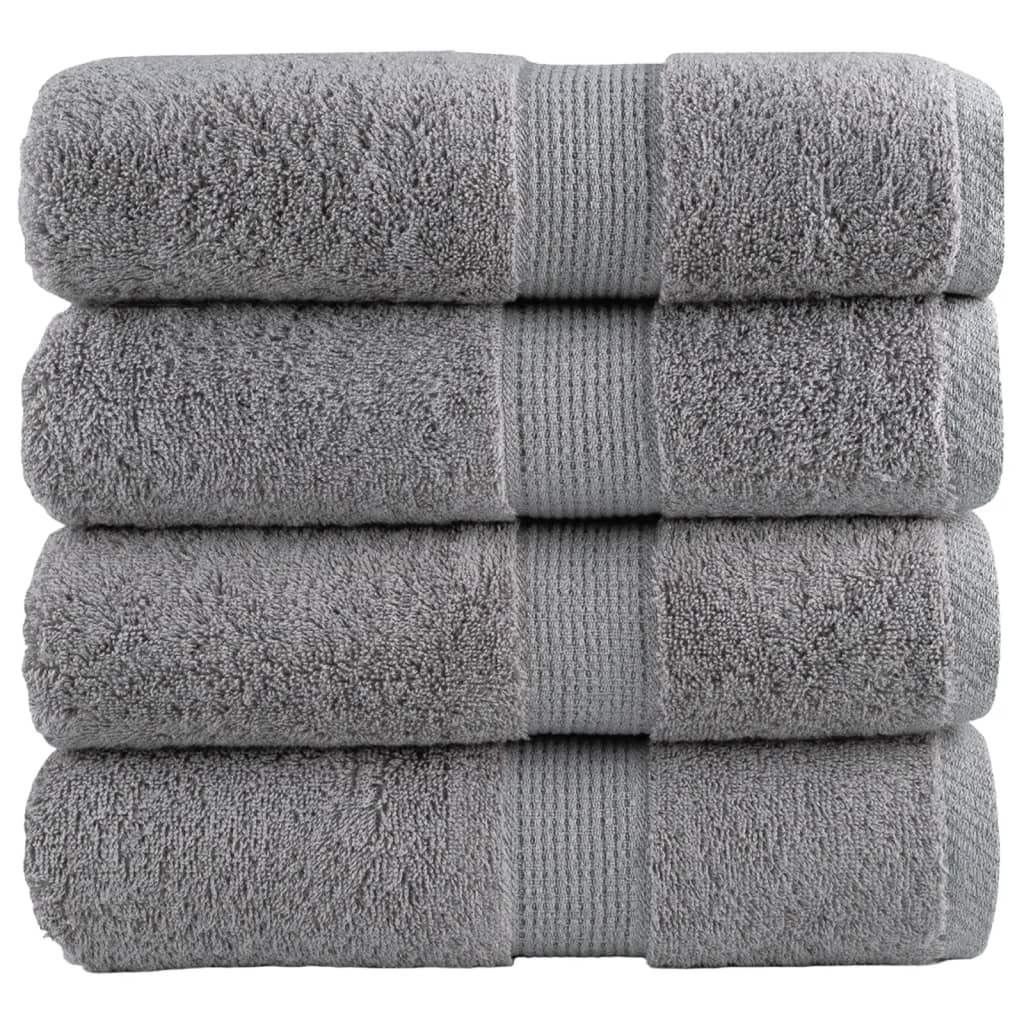 vidaXL Ręczniczki premium, SOLUND, 4 szt., szare, 30x50 cm, 600 g/m²