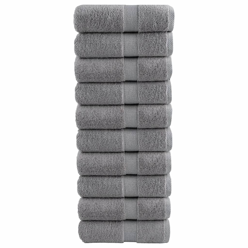vidaXL Ręczniczki premium, SOLUND, 10 szt., szare, 30x50 cm, 600 g/m²