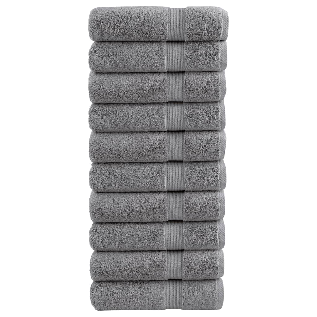 vidaXL Ręczniki premium, SOLUND, 10 szt., szare, 50x100 cm, 600 g/m²