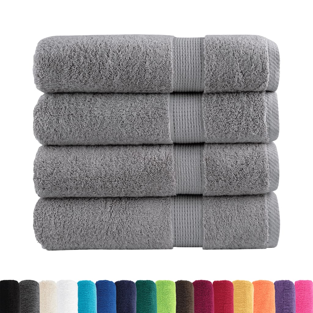 vidaXL Ręczniki premium, SOLUND, 4 szt., szare, 70x140 cm, 600 g/m²