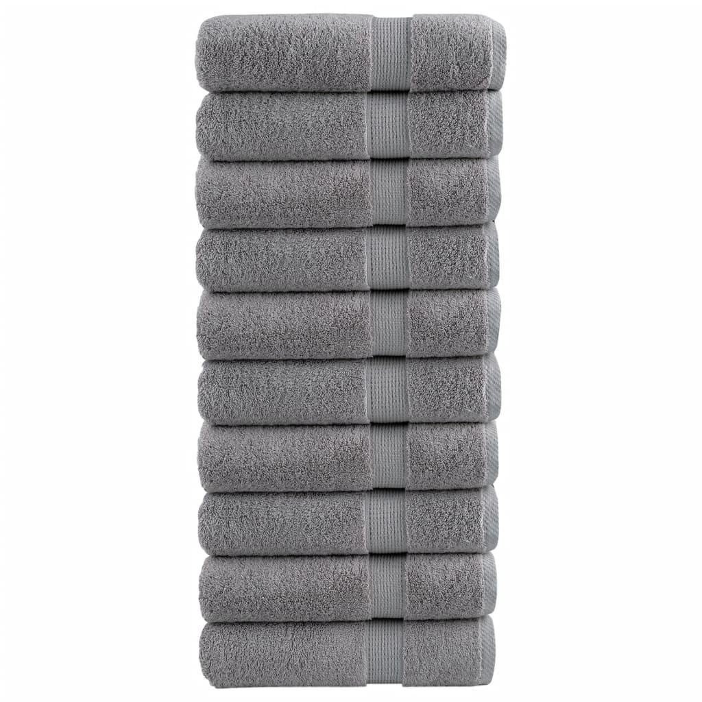vidaXL Ręczniki premium, SOLUND, 10 szt., szare, 70x140 cm, 600 g/m²