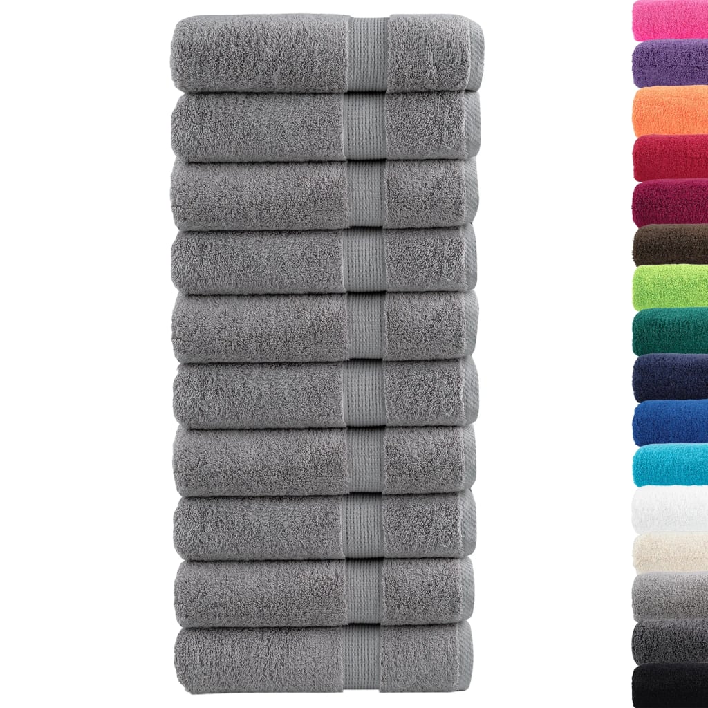 vidaXL Ręczniki premium, SOLUND, 10 szt., szare, 70x140 cm, 600 g/m²