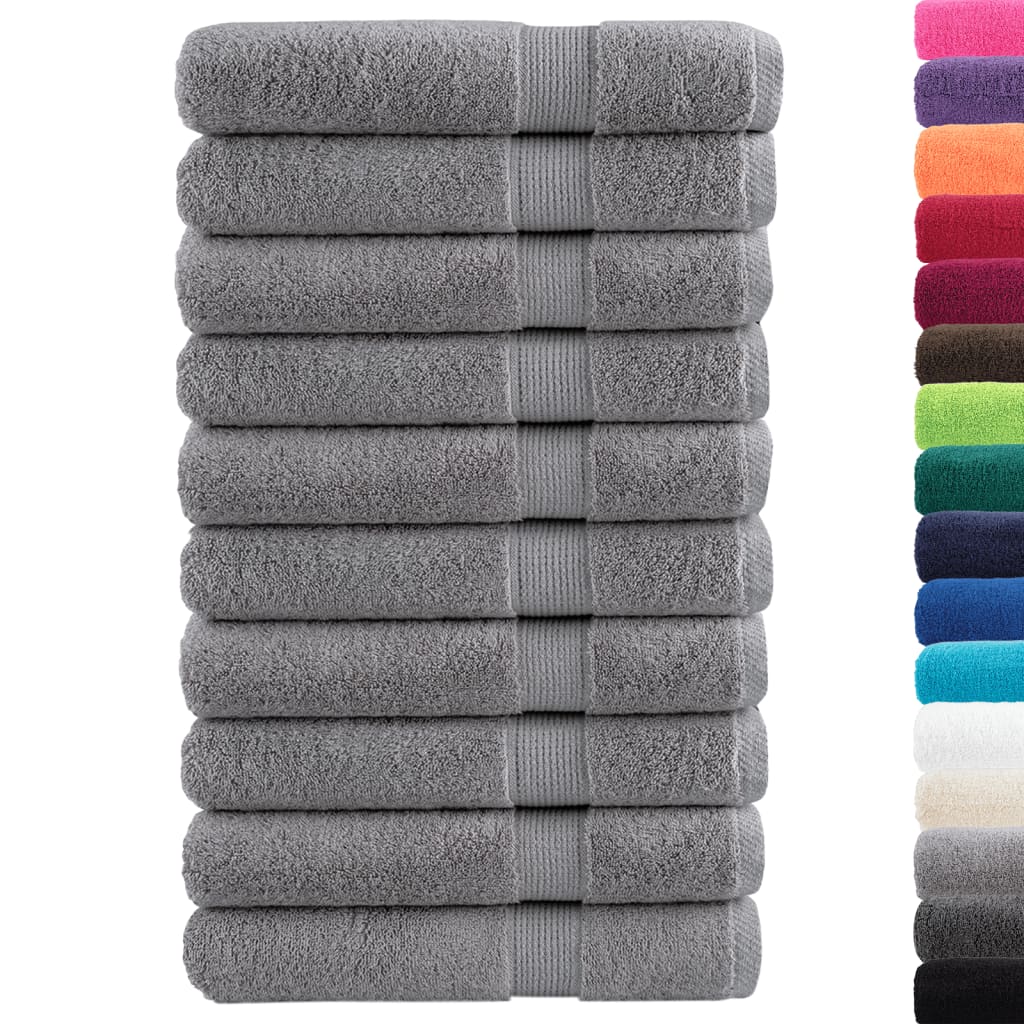 vidaXL Ręczniki premium, SOLUND, 10 szt., szare, 80x200 cm, 600 g/m²
