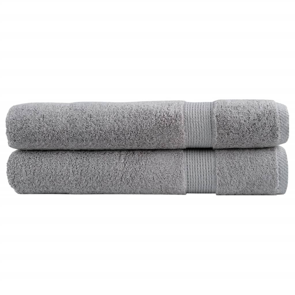 vidaXL Ręczniki premium, SOLUND, 2 szt., szare, 100x200 cm, 600 g/m²