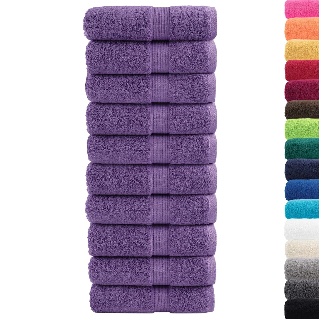 vidaXL Ręczniki myjące Premium SOLUND 10 szt. Fioletowe 30x30 cm 600 gsm