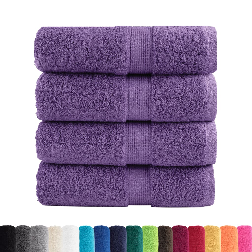 vidaXL Ręczniczki premium SOLUND, 4 szt., fioletowe, 30x50 cm