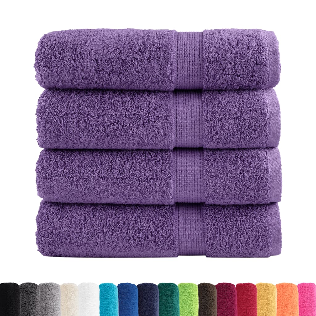 vidaXL Ręczniki premium SOLUND 4 szt., fioletowe, 50x100 cm, 600 g/cm²