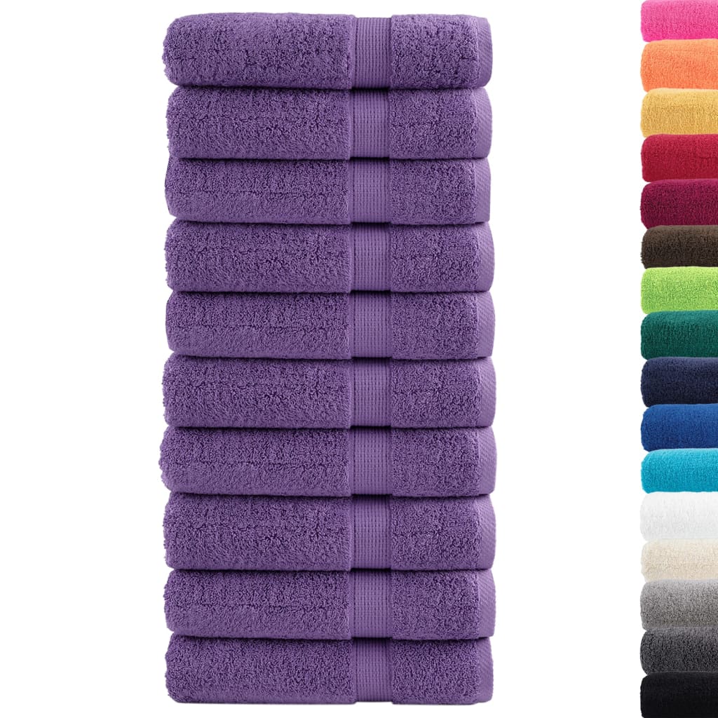 vidaXL Ręczniki premium SOLUND 10 szt. fioletowe, 50x100 cm, 600 g/cm²