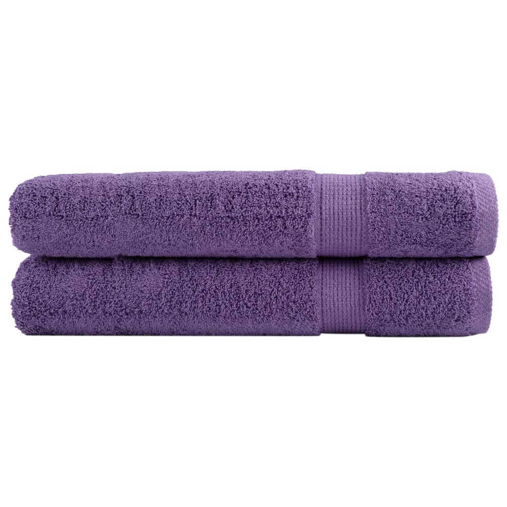 vidaXL Ręczniki premium SOLUND 2 szt. fioletowe, 100x200 cm, 600 g/cm²