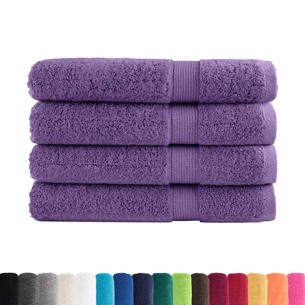 vidaXL Ręczniki premium SOLUND 4 szt. fioletowe, 100x200 cm, 600 g/cm²