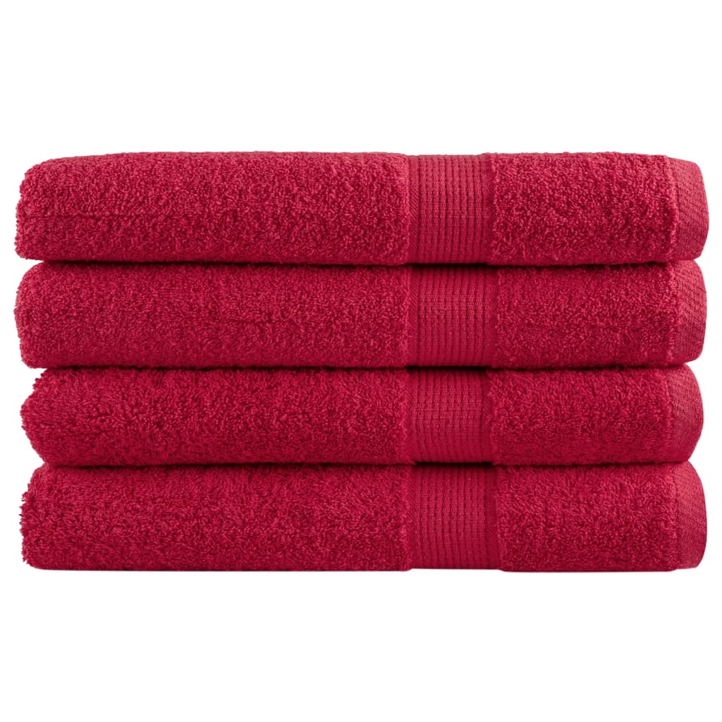 vidaXL Ręczniki premium SOLUND, 4 szt., czerwone, 80x200 cm, 600 g/cm²