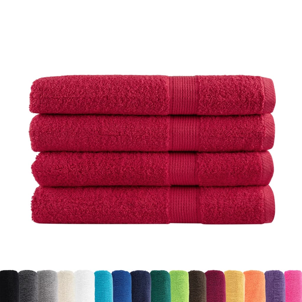 vidaXL Ręczniki premium SOLUND, 4 szt., czerwone, 80x200 cm, 600 g/cm²