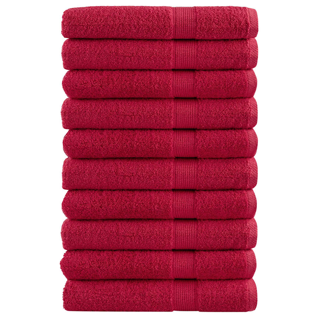 vidaXL Ręczniki premium SOLUND 10 szt., czerwone, 80x200 cm, 600 g/cm²
