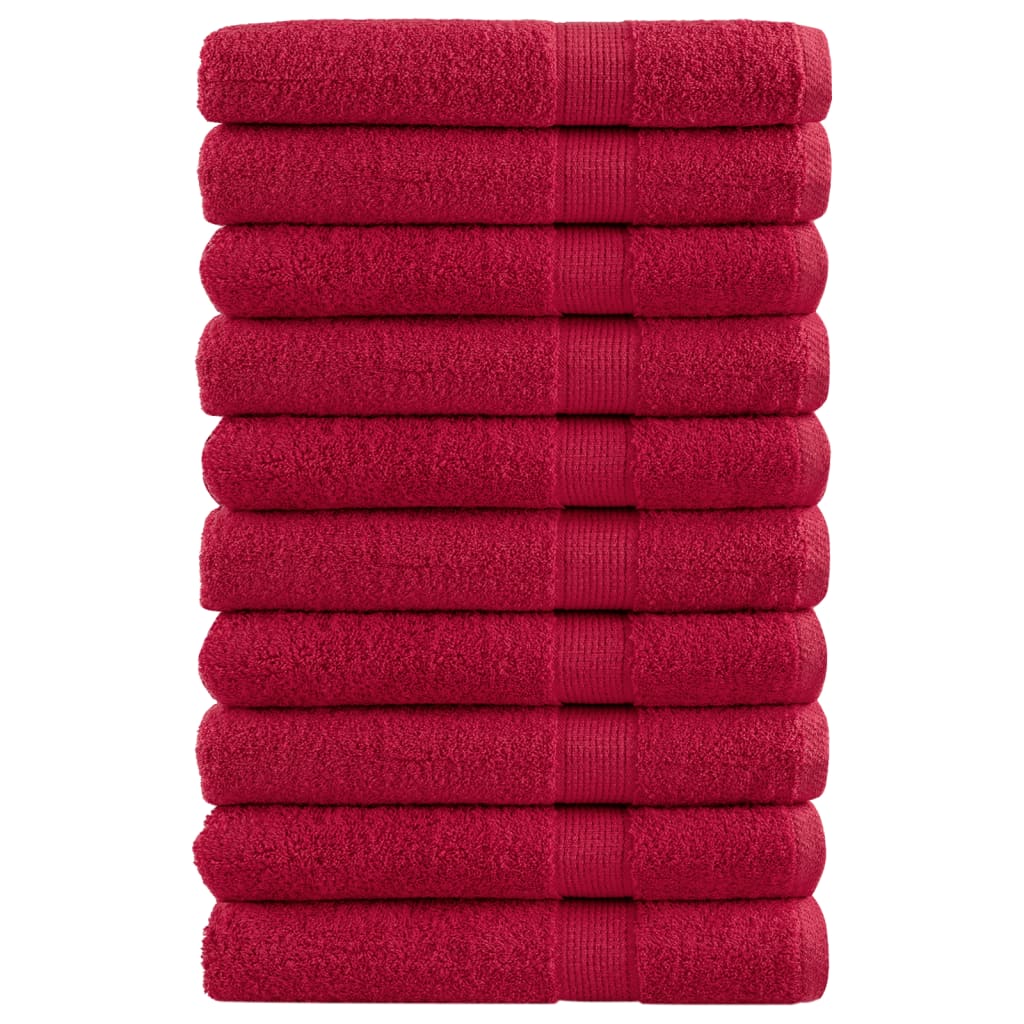 vidaXL Ręczniki premium SOLUND 10 szt. czerwone, 100x200 cm, 600 g/cm²