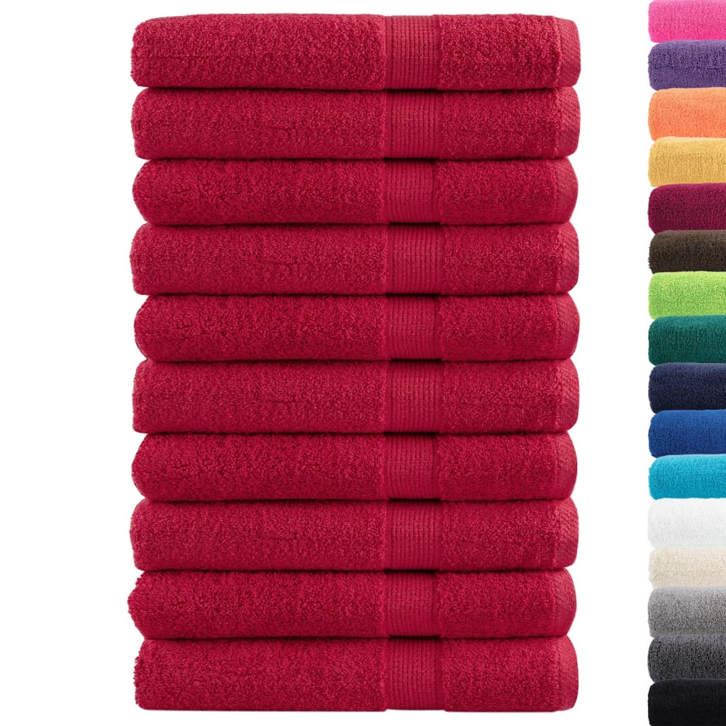 vidaXL Ręczniki premium SOLUND 10 szt. czerwone, 100x200 cm, 600 g/cm²