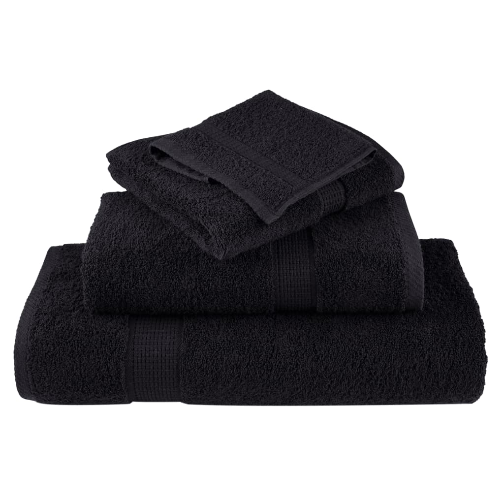 vidaXL Ręczniki myjące Premium SOLUND 2 szt., czarne, 30x30 cm, 600 gsm