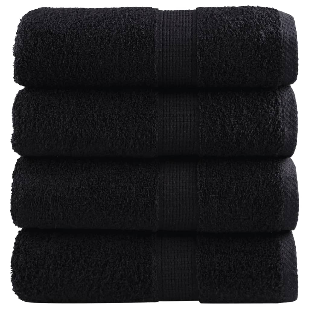 vidaXL Ręczniki myjące Premium SOLUND 4 szt., czarne, 30x30 cm, 600 gsm