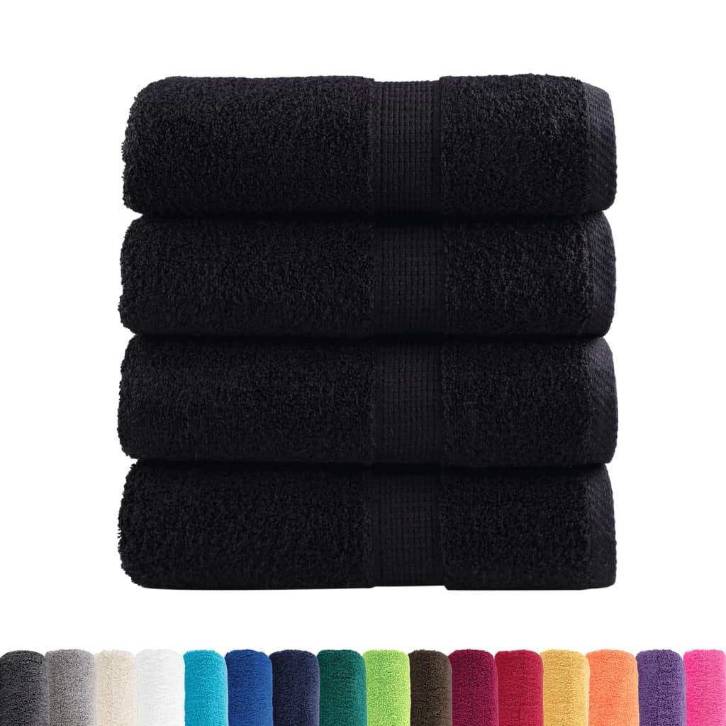 vidaXL Ręczniki myjące Premium SOLUND 4 szt., czarne, 30x30 cm, 600 gsm