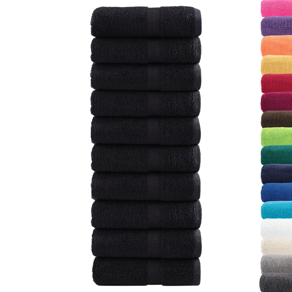 vidaXL Ręczniki myjące Premium SOLUND 10 szt. Czarne 30x30 cm 600 gsm