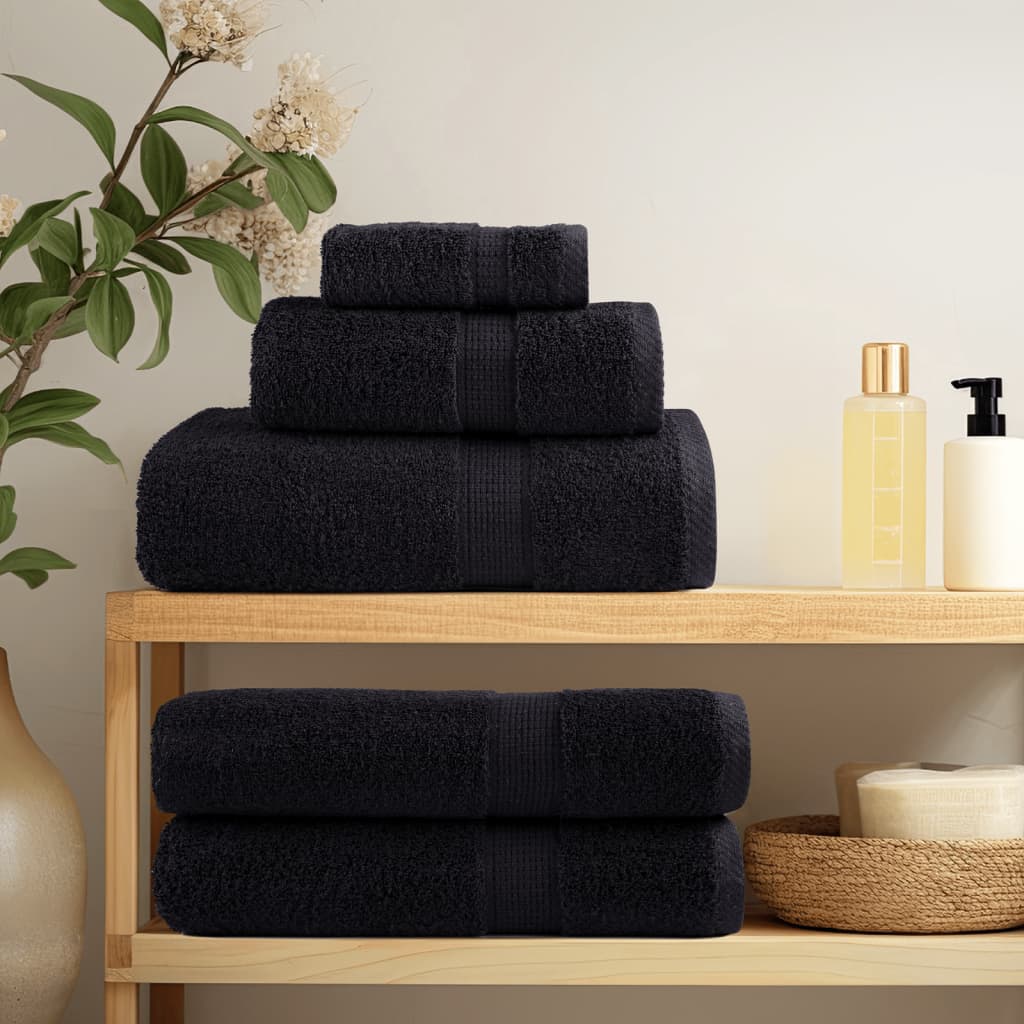vidaXL Ręczniki myjące Premium SOLUND 10 szt. Czarne 30x30 cm 600 gsm