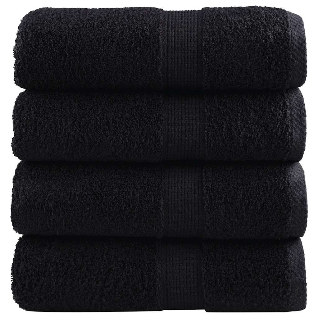 vidaXL Ręczniczki premium SOLUND, 4 szt., czarne, 30x50 cm, 600 g/cm²