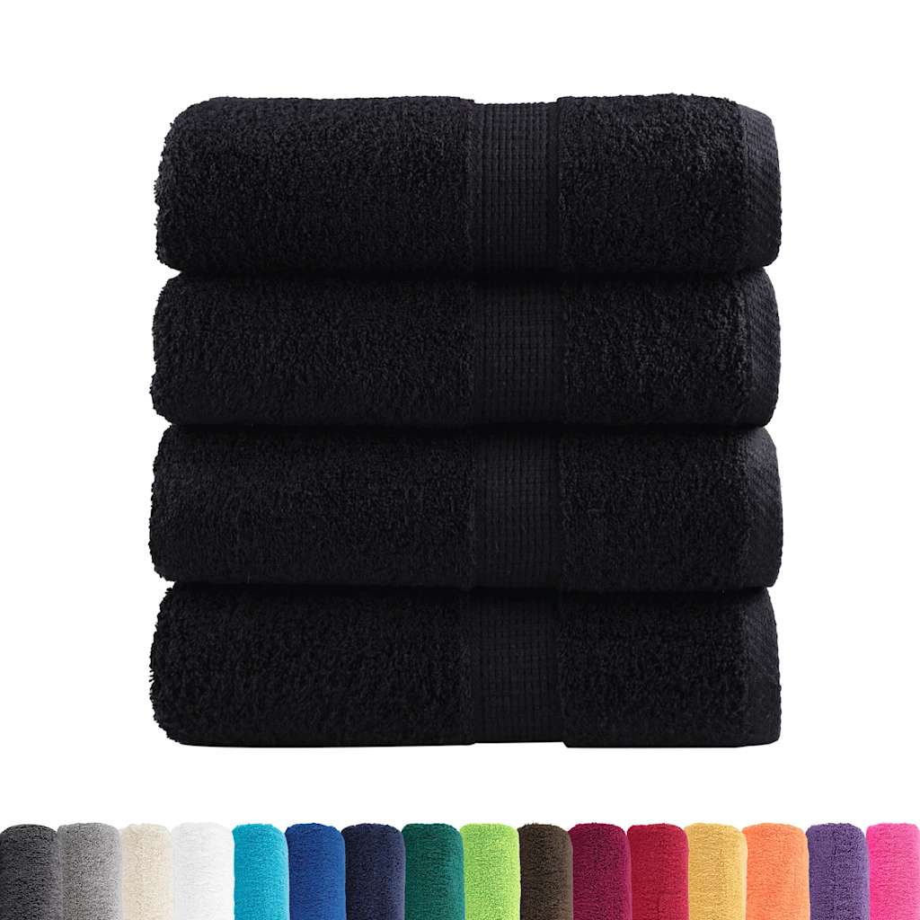 vidaXL Ręczniczki premium SOLUND, 4 szt., czarne, 30x50 cm, 600 g/cm²