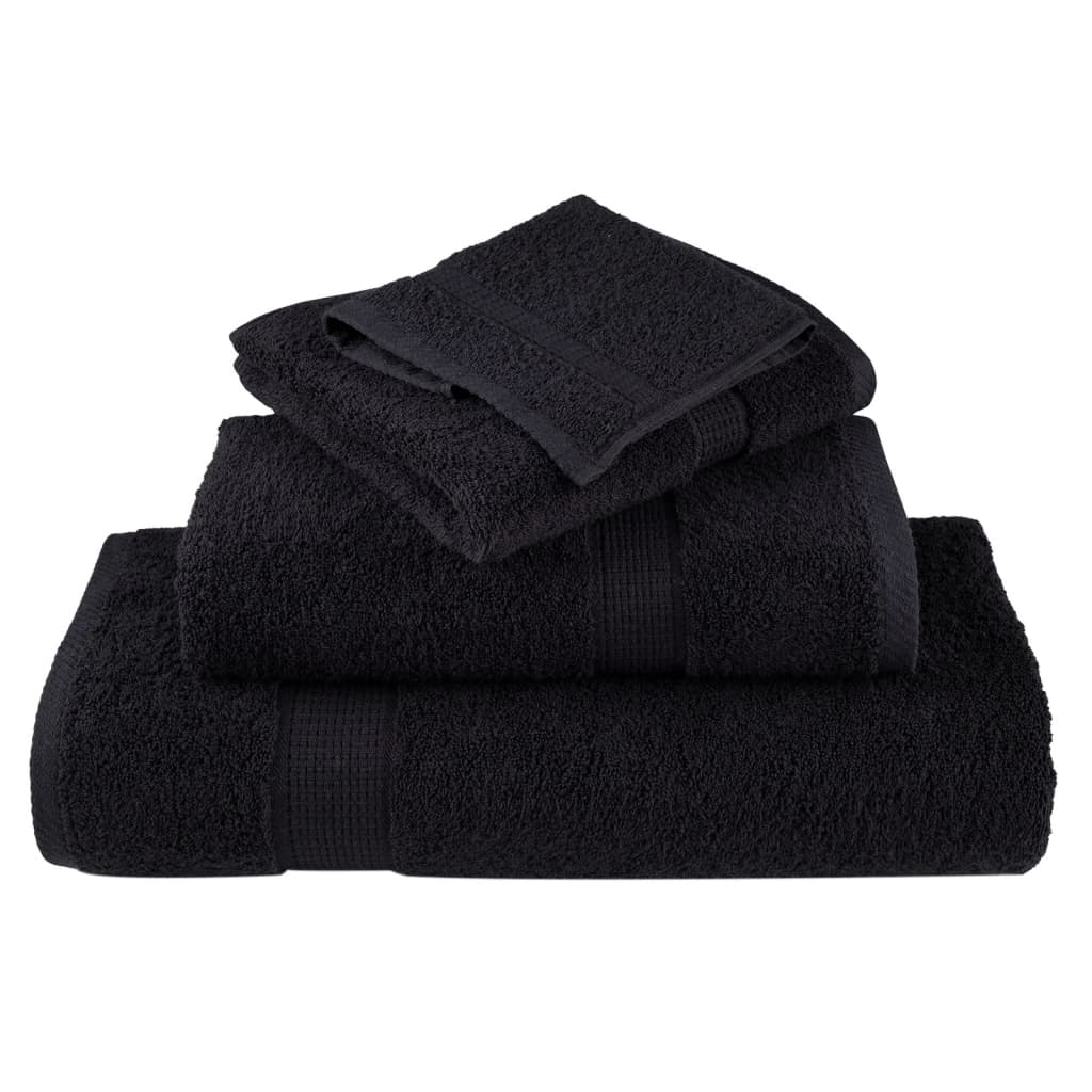 vidaXL Ręczniczki premium SOLUND, 4 szt., czarne, 30x50 cm, 600 g/cm²