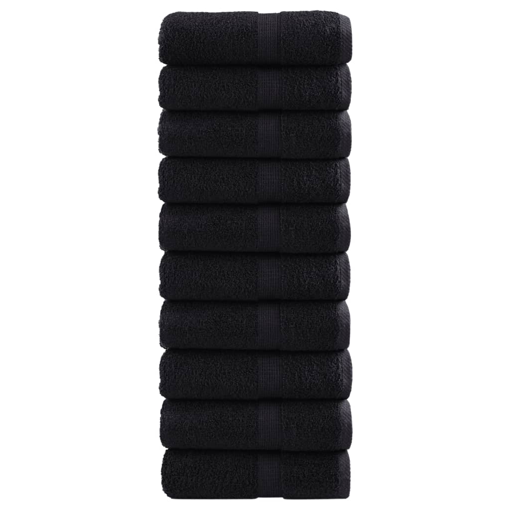 vidaXL Ręczniczki premium SOLUND, 10 szt., czarne, 30x50 cm, 600 g/cm²