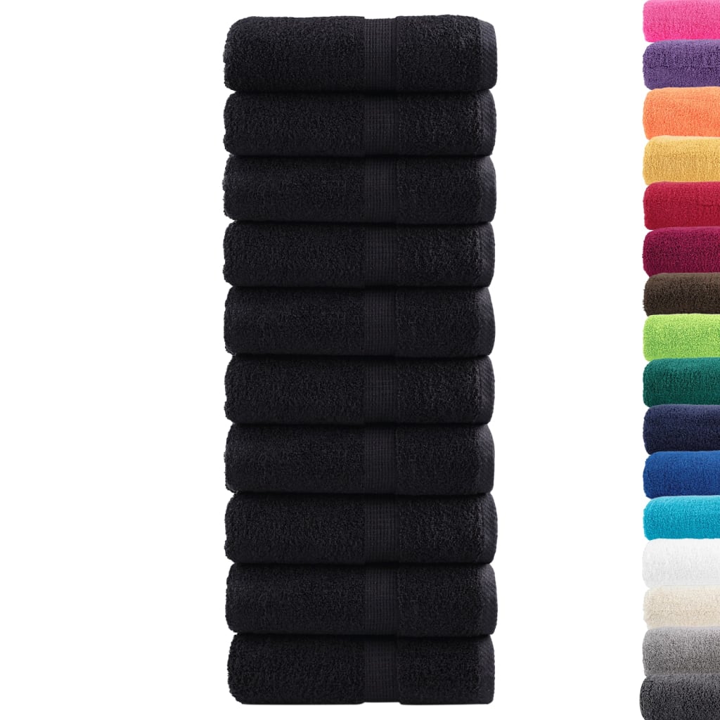 vidaXL Ręczniczki premium SOLUND, 10 szt., czarne, 30x50 cm, 600 g/cm²