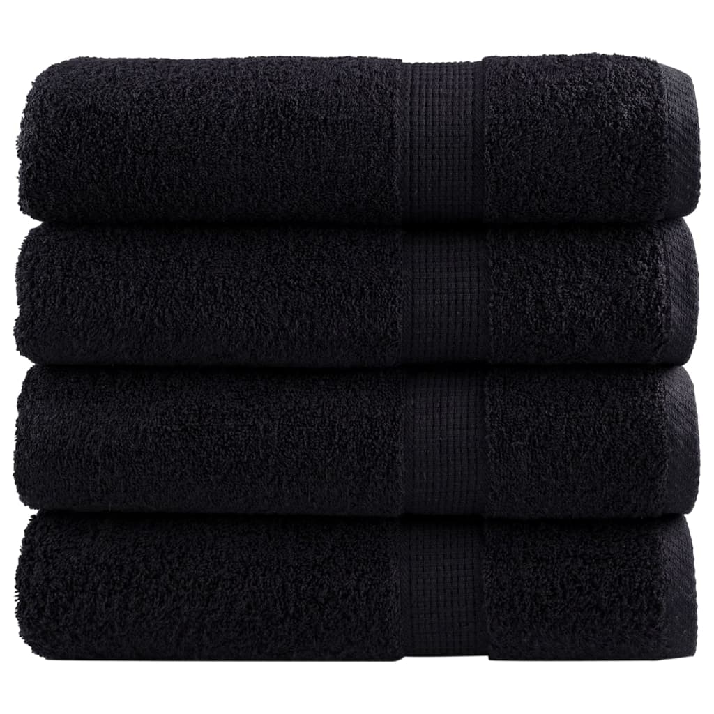 vidaXL Ręczniki premium SOLUND, 4 szt., czarne, 50x100 cm, 600 g/cm²