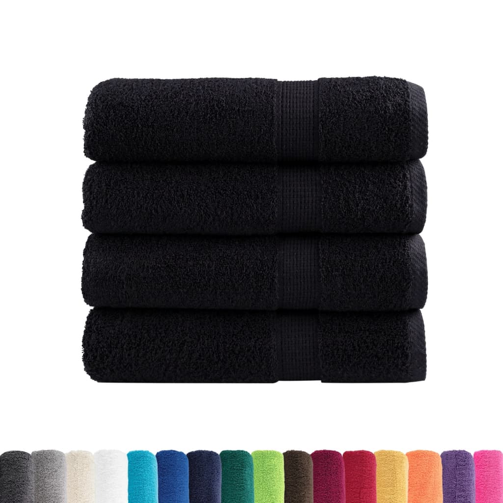 vidaXL Ręczniki premium SOLUND, 4 szt., czarne, 50x100 cm, 600 g/cm²