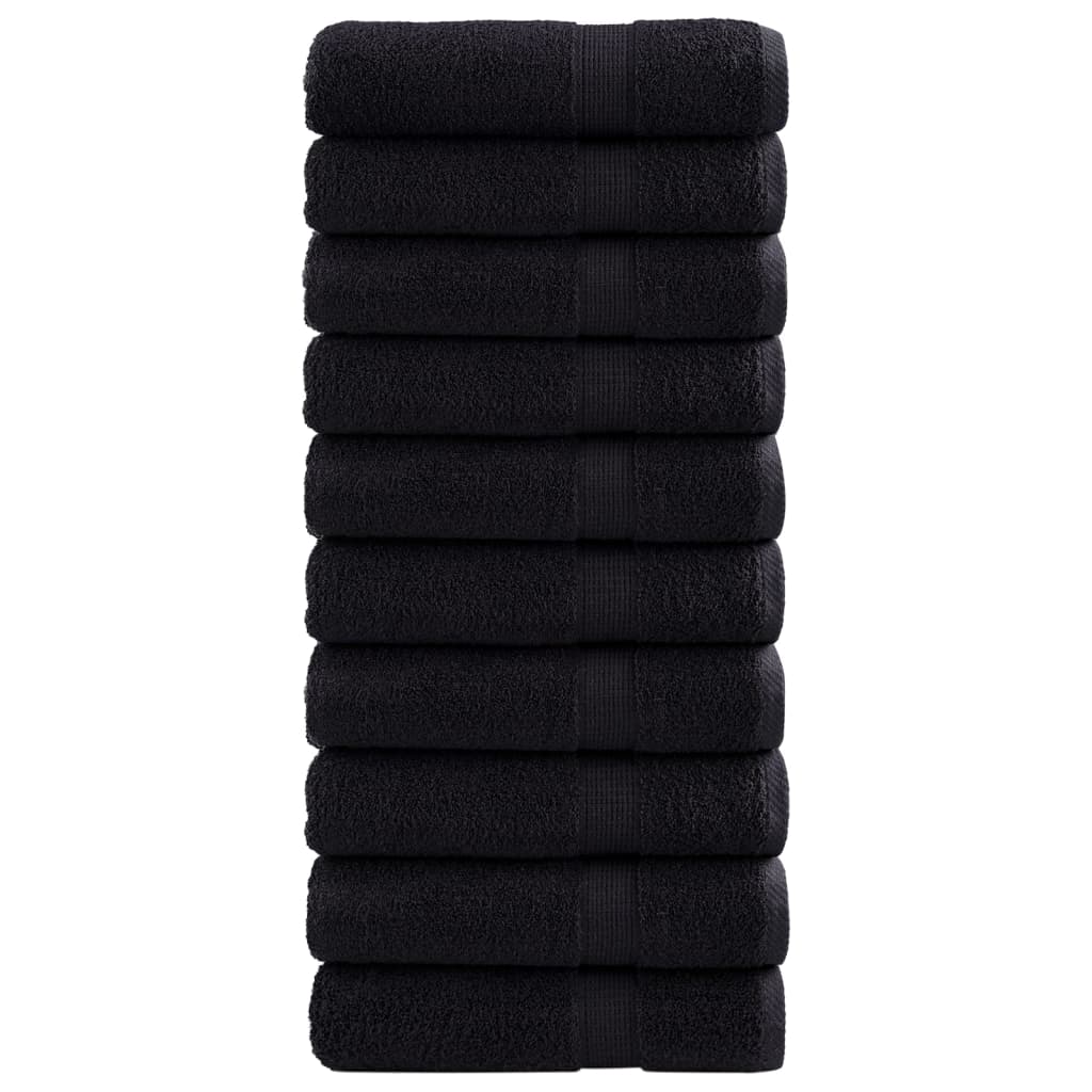 vidaXL Ręczniki premium SOLUND, 10 szt., czarne, 50x100 cm, 600 g/cm²