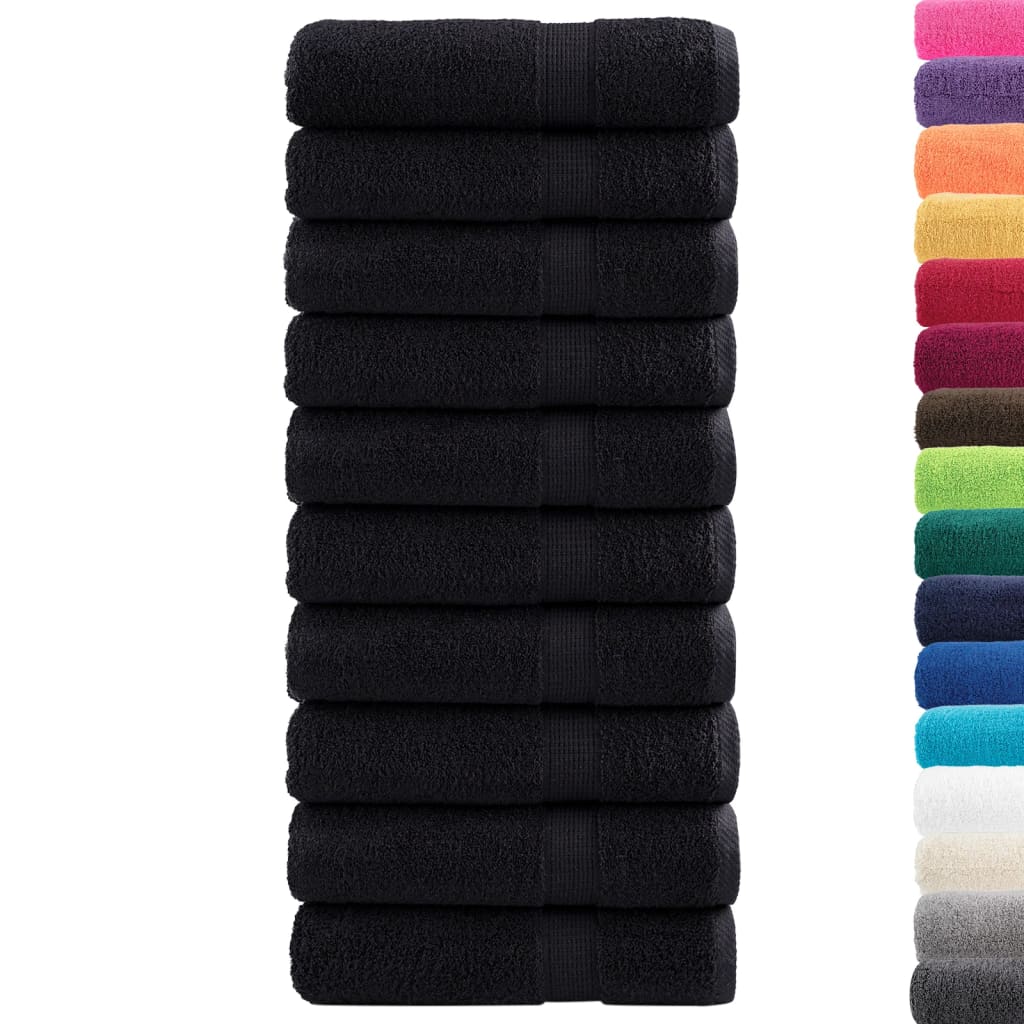 vidaXL Ręczniki premium SOLUND, 10 szt., czarne, 50x100 cm, 600 g/cm²