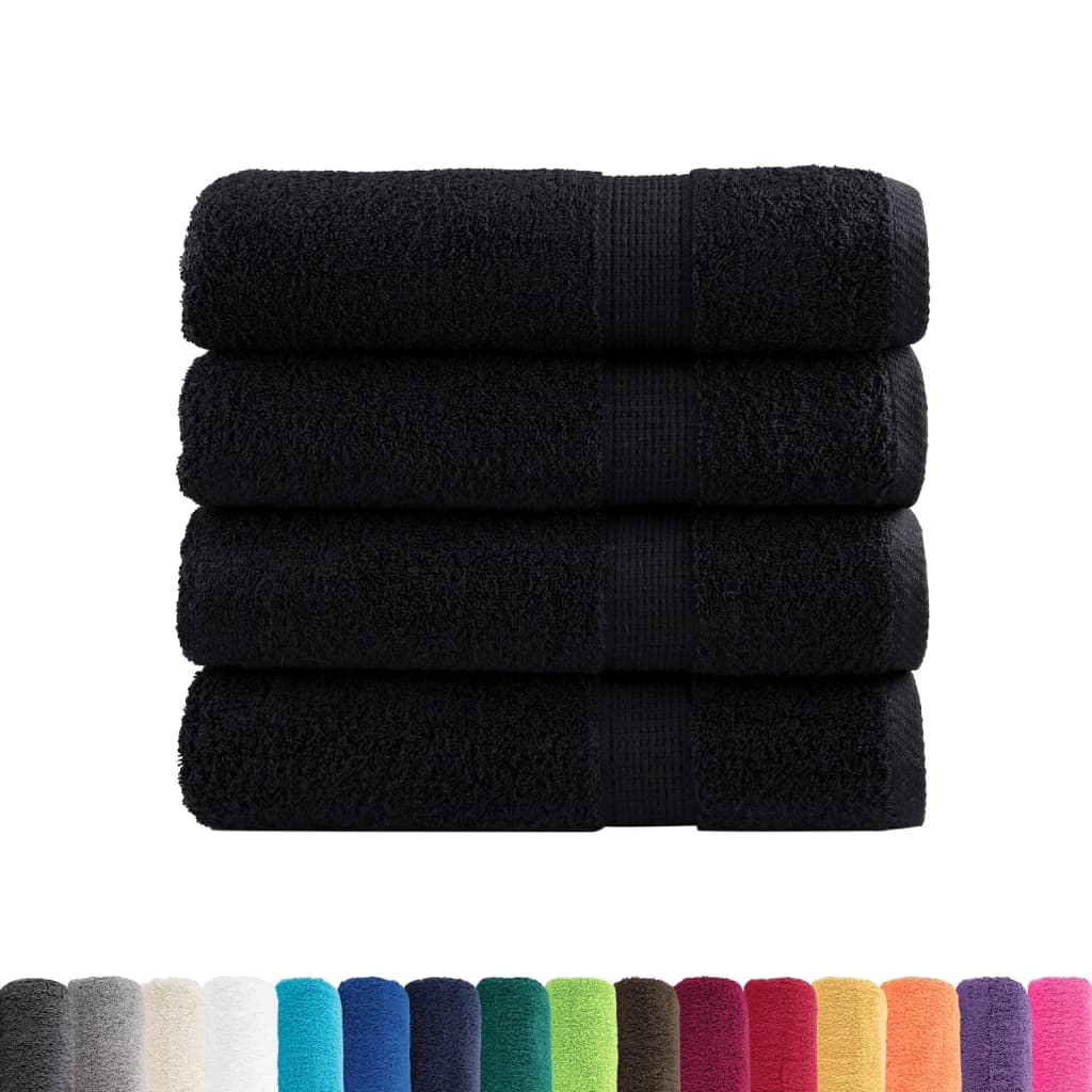 vidaXL Ręczniki premium SOLUND, 4 szt., czarne, 70x140 cm, 600 g/cm²