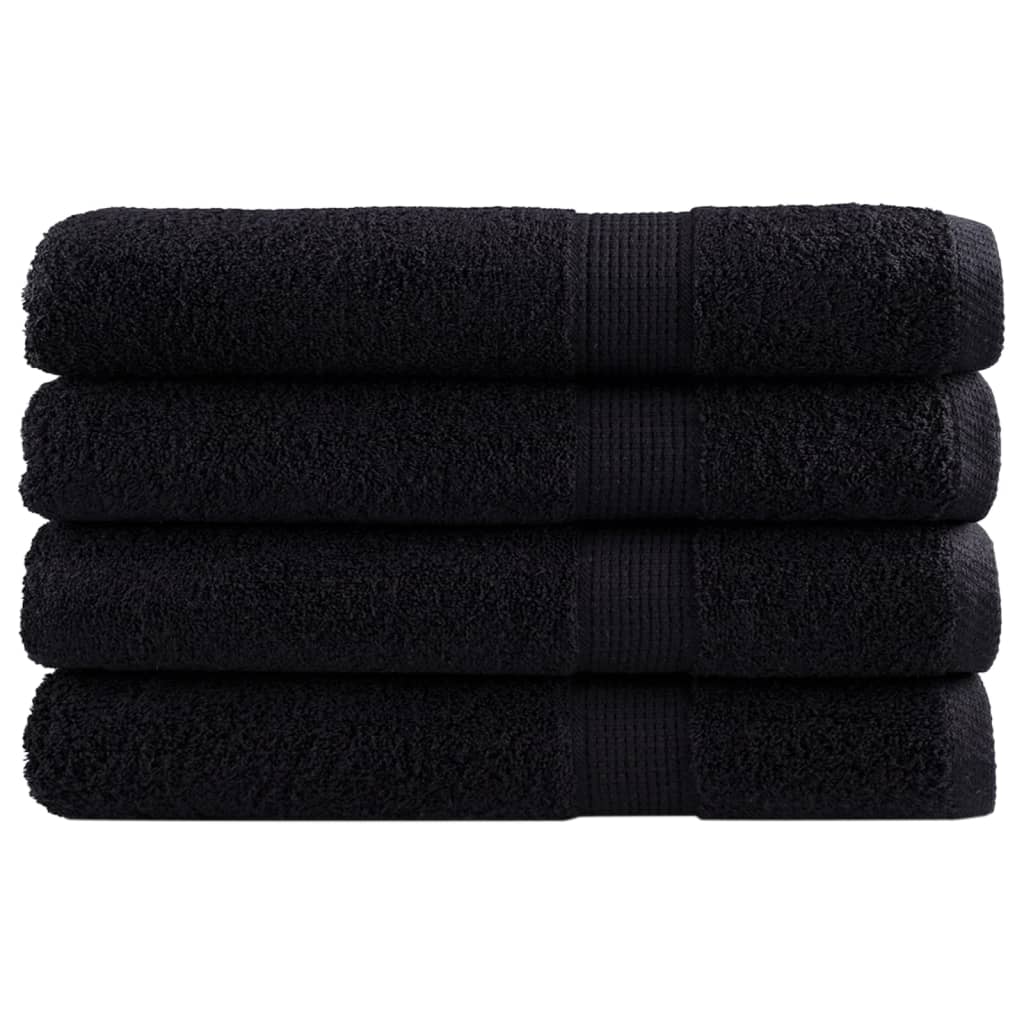 vidaXL Ręczniki premium SOLUND, 4 szt., czarne, 80x200 cm, 600 g/cm²