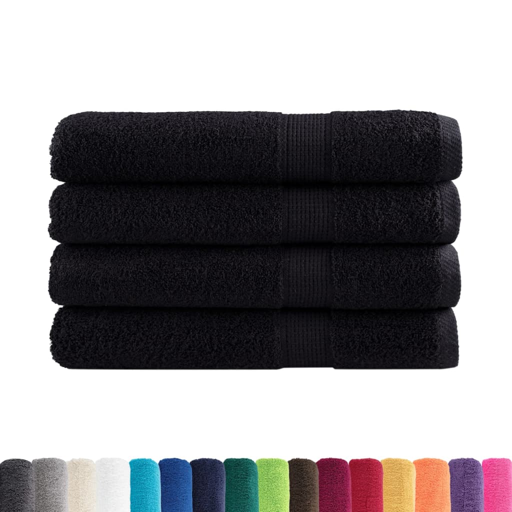 vidaXL Ręczniki premium SOLUND, 4 szt., czarne, 80x200 cm, 600 g/cm²