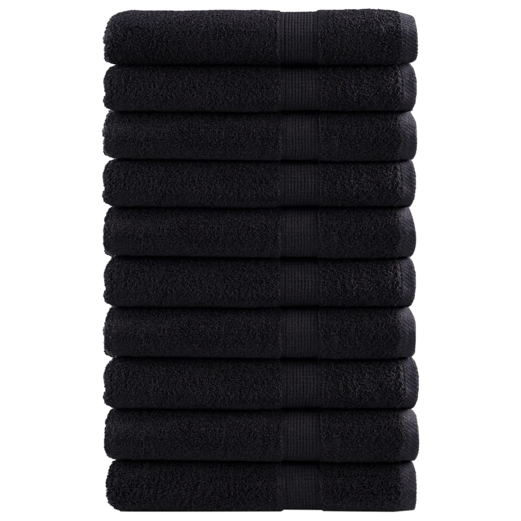 vidaXL Ręczniki premium SOLUND, 10 szt., czarne, 100x200 cm, 600 g/cm²