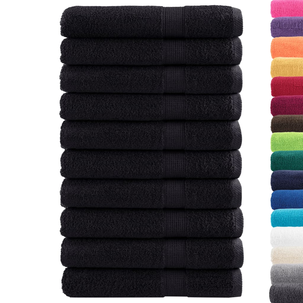 vidaXL Ręczniki premium SOLUND, 10 szt., czarne, 100x200 cm, 600 g/cm²